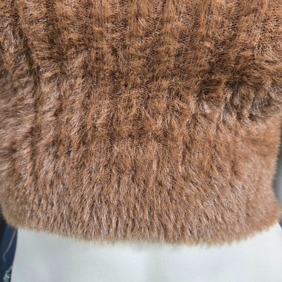 Y2K Brown Knit Crop Top Knit Fuzzy Fluffy Tank Size S Grunge Made In Italy - Picture 2 of 7